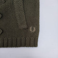 FRED PERRY ナポレオン ウールアクリルニット カーディガン カーキ レディース フレッドペリー【中古】5-1002T∞
