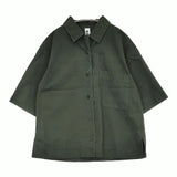 MHL. コットンポプリン 開襟 595-1152504 サイズ2 オープンカラー 半袖シャツ 21SS グリーン レディース エムエイチエル【中古】5-0613S♪