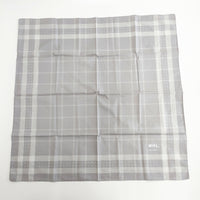 MHL. PRINTED SCARF 595-7178500 ドット チェック スカーフ グレー ホワイト レディース エムエイチエル【中古】5-0918G◎