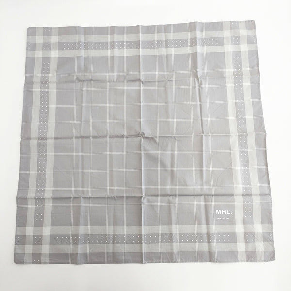 MHL. PRINTED SCARF 595-7178500 ドット チェック スカーフ グレー ホワイト レディース エムエイチエル【中古】5-0918G◎
