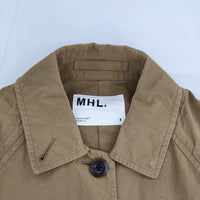 MHL. 595-7210503 WASHED COTTON POPLIN ステンカラーコート キャメル レディース エムエイチエル【中古】5-0712M∞