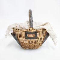 ebagos YES HOLIDAY リネン被せ かごバッグ 2012SS ベージュ ブラウン レディース エバゴス【中古】5-0625G◎