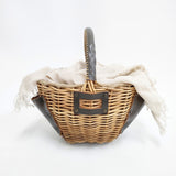 ebagos YES HOLIDAY リネン被せ かごバッグ 2012SS ベージュ ブラウン レディース エバゴス【中古】5-0625G◎