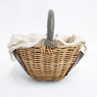 ebagos YES HOLIDAY リネン被せ かごバッグ 2012SS ベージュ ブラウン レディース エバゴス【中古】5-0625G◎