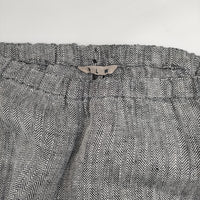 fog linen work FLW ヘリンボーンイージーフレアパンツ リトアニア製リネン100％ パンツ ネイビー ホワイト レディース フォグリネンワーク【中古】5-0701M△