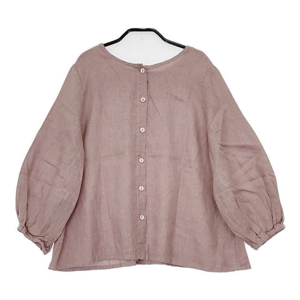 fog linen work 新品 リトアニア製 リネン 2way ブラウス シャツ ピンク レディース フォグリネンワーク【中古】5-0730M∞