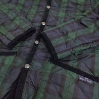THE SMOCK SHOP S 裏地フリース ブラックウォッチ キルティングジャケット ネイビー グリーン レディース ザ スモックショップ【中古】5-0920T♪
