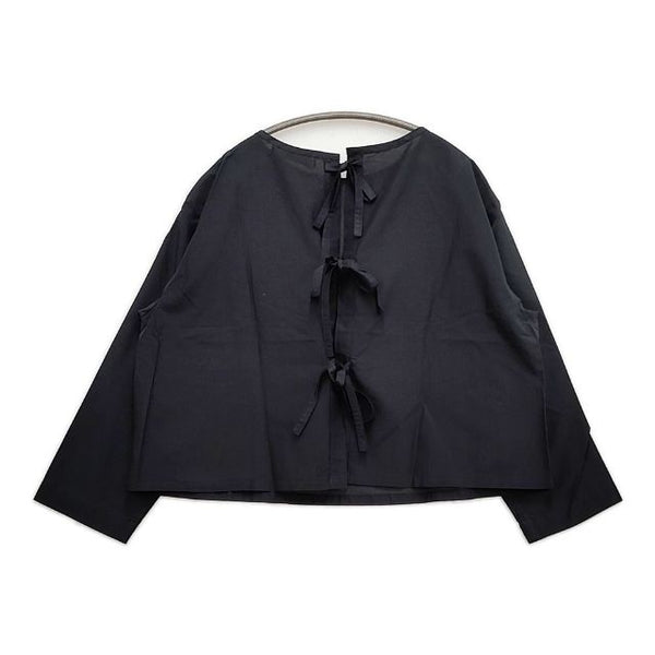 miiThaaii 新品 コットンシルク バックリボン インド製 ウォッシュ加工 ブラウス シャツ ブラック レディース ミーターイー【中古】5-1106M∞