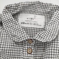 not PERFECT LINEN ノットパーフェクトリネン リトアニアリネン 東欧 チェック プルオーバー ワンピース ホワイト ブラック レディース【中古】5-0730M∞