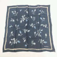 MARGARET HOWELL シルク 花柄 ハンカチ スカーフ ネイビー レディース マーガレットハウエル【中古】5-0918G◎