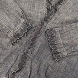 45R/45rpm ダンガリーカットワークのカシュクールブラウス 定価39600円 ブラウス シャツ グレー レディース フォーティーファイブアールピーエム【中古】5-1106M∞