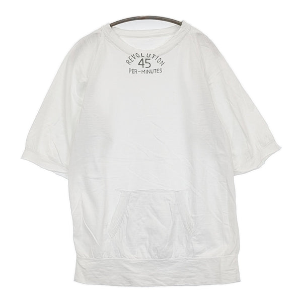 45R/45rpm でこぼこ天竺 コットン ラグラン 七分袖 Tシャツ カットソー ホワイト レディース フォーティーファイブアールピーエム【中古】5-0613S♪