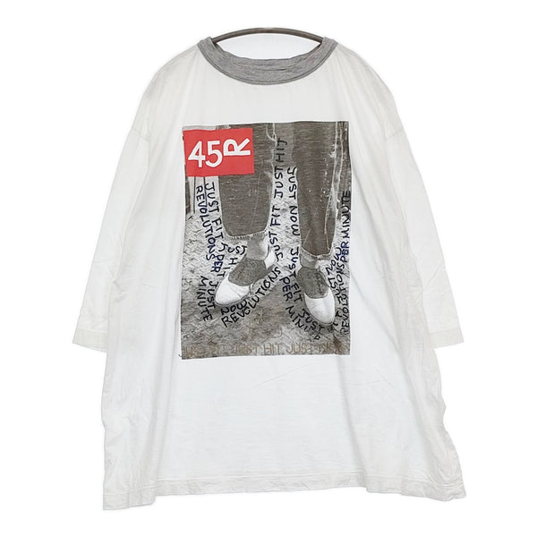 45R/45rpm フォトプリントTシャツ トリム 長袖 カットソー ロンＴ ホワイト レディース フォーティーファイブアールピーエム【中古】5-0613M♪