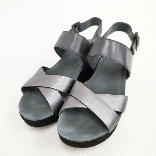 dansko Stasia Burnished ステイシア 37 サンダル ブラック レディース ダンスコ【中古】5-0726S◎