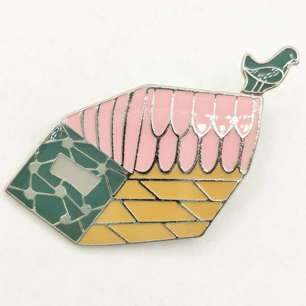 mina perhonen village ピンブローチ ブローチ ピンク イエロー レディース ミナペルホネン【中古】5-0813G∞