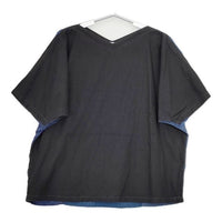 リップル洋品店 パッチワーク ezu 半袖 ブラウス シャツ ブルー ネイビー ブラック レディース【中古】5-0803S∞