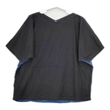 リップル洋品店 パッチワーク ezu 半袖 ブラウス シャツ ブルー ネイビー ブラック レディース【中古】5-0803S∞