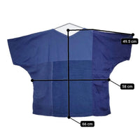 リップル洋品店 パッチワーク ezu 半袖 ブラウス シャツ ブルー ネイビー ブラック レディース【中古】5-0803S∞
