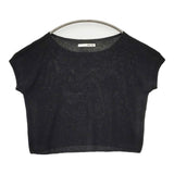 evam eva aze vest リネンシルク畔ベスト E191K104 半袖 ニット ブラック レディース エヴァムエヴァ【中古】5-0730M∞