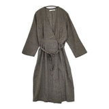 evam eva cachecoeur tuck robe リネンコットンウール E183T027 ローブ ガウン ベルト付き コート グレー レディース エヴァムエヴァ【中古】5-0730M∞