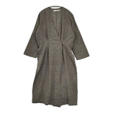 evam eva cachecoeur tuck robe リネンコットンウール E183T027 ローブ ガウン ベルト付き コート グレー レディース エヴァムエヴァ【中古】5-0730M∞