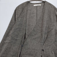 evam eva cachecoeur tuck robe リネンコットンウール E183T027 ローブ ガウン ベルト付き コート グレー レディース エヴァムエヴァ【中古】5-0730M∞