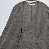 evam eva cachecoeur tuck robe リネンコットンウール E183T027 ローブ ガウン ベルト付き コート グレー レディース エヴァムエヴァ【中古】5-0730M∞