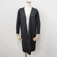evam eva garment dyeing linen robe E191K143 サイズM ローブ カーディガン ネイビー レディース エヴァムエヴァ【中古】5-0811M◎