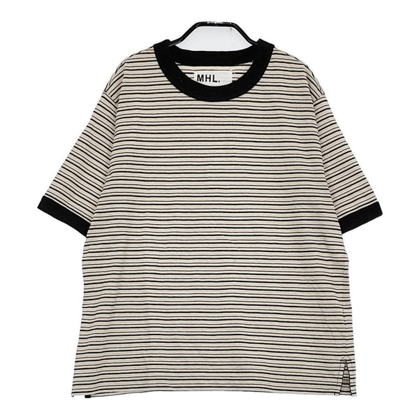 MHL. COTTON LINEN STRIPE JERSEY 定価15400円 5955168504 2 半袖Ｔシャツ 25ss ベージュ ブラック レディース エムエイチエル【中古】5-0531S♪