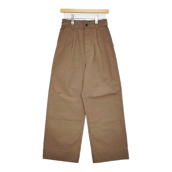 MHL. OVERDYE MELANGE COTTON LINEN 定価30910円 5955140504 イージーワイド パンツ 25ss ブラウン レディース エムエイチエル【中古】5-0531M♪