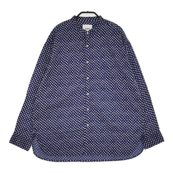 ARMEN CAMBRIC 小花 定価18700円 INAM2411F フラワープリント バンドカラーシャツ 24SS ネイビー ホワイト レディース アーメン【中古】5-0531M♪