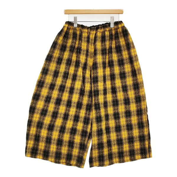 tao COMME des GARCONS ウール縮絨 タータンチェック M パンツ AD2022 イエロー ブラック レディース タオ コムデギャルソン【中古】5-0912T♪