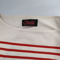 OUTIL ボーダー バスクシャツ 長袖Ｔシャツ カットソー ロンＴ キナリ レッド レディース ウティ【中古】5-0803M∞