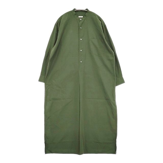 COMOLI S03-02014 バンドカラー シャツワンピ コットン プルオーバー ワンピース グリーン レディース コモリ【中古】5-1106M∞ COMOLI S03-02014 バンドカラー シャツワンピ コットン プルオーバー