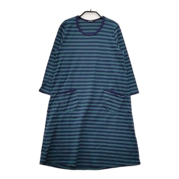 marimekko ボーダー チュニック TIIA ワンピース ブルー グリーン レディース マリメッコ【中古】5-0803M∞