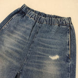 MM6/Maison Margiela S52KA0422 ダメージ加工 デストロイドクロップ イージー デニムパンツ 23SS ブルー レディース エムエム6/メゾンマルジェラ【中古】5-1106G∞