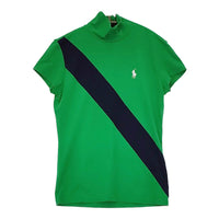 RALPH LAUREN POLO GOLF サイズS 肩ジップ ハイネック 半袖Ｔシャツ カットソー グリーン ネイビー レディース ラルフローレン【中古】5-0622S♪