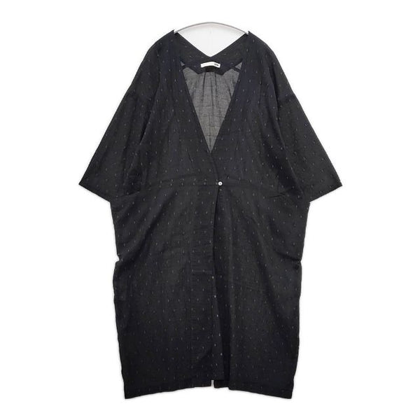 evam eva E201T166 cutdobby robe カットドビー ローブ 定価30800円 総柄 羽織 コート ブラック レディース エヴァムエヴァ【中古】5-0726M∞