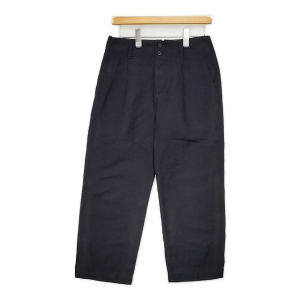 MARGARET HOWELL 578-7143007 COTTON LINEN スラックス クロップド丈 パンツ 濃紺 ネイビー レディース マーガレットハウエル【中古】5-0726M∞