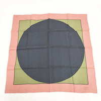 MARGARET HOWELL OUTLINE BORDER SCARF シルク 定価29700円 イタリア製 スカーフ ネイビー ピンク レディース マーガレットハウエル【中古】5-0913G◎