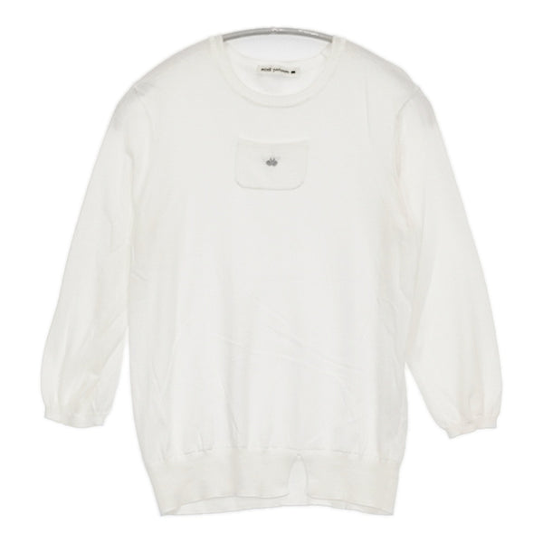 mina perhonen tasca ads8980 サイズ38 定価41800円 コットン クルーネック ニット 25SS ホワイト レディース ミナペルホネン【中古】5-0603M♪
