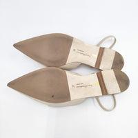 Rupert Sanderson チェーンスリングバックフラットシューズ 定価143000円 RE24-20 サイズ38 パンプス ベージュ レディース ルパートサンダーソン【中古】5-0707G◎