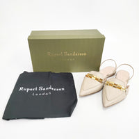 Rupert Sanderson チェーンスリングバックフラットシューズ 定価143000円 RE24-20 サイズ38 パンプス ベージュ レディース ルパートサンダーソン【中古】5-0707G◎