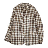 45R/45rpm インドリネンのシャツジャケット MEN 定価55000円 ブラウン ホワイト メンズ フォーティーファイブアールピーエム【中古】5-1014M♪