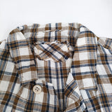 45R/45rpm インドリネンのシャツジャケット MEN 定価55000円 ブラウン ホワイト メンズ フォーティーファイブアールピーエム【中古】5-1014M♪