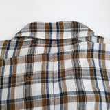 45R/45rpm インドリネンのシャツジャケット MEN 定価55000円 ブラウン ホワイト メンズ フォーティーファイブアールピーエム【中古】5-1014M♪