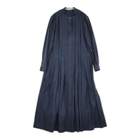 mina perhonen za3867 chiaro 36 コットンシルク プリーツ 定価93500円 ワンピース ダークネイビー レディース ミナペルホネン【中古】5-0603M♪
