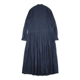 mina perhonen za3867 chiaro 36 コットンシルク プリーツ 定価93500円 ワンピース ダークネイビー レディース ミナペルホネン【中古】5-0603M♪