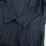 mina perhonen za3867 chiaro 36 コットンシルク プリーツ 定価93500円 ワンピース ダークネイビー レディース ミナペルホネン【中古】5-0603M♪