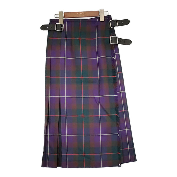 O'NEIL OF DUBLIN 新品 CLASSIC LONG KILT 両脇ベルト後プリーツスカート ロング パープル レディース オニールオブダブリン【中古】5-0603T♪